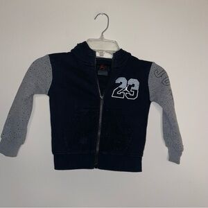 Jordan Air 23 Black Grey 2T Toddler Zip Up Sleeve Logo Cotton Blend Hoodie